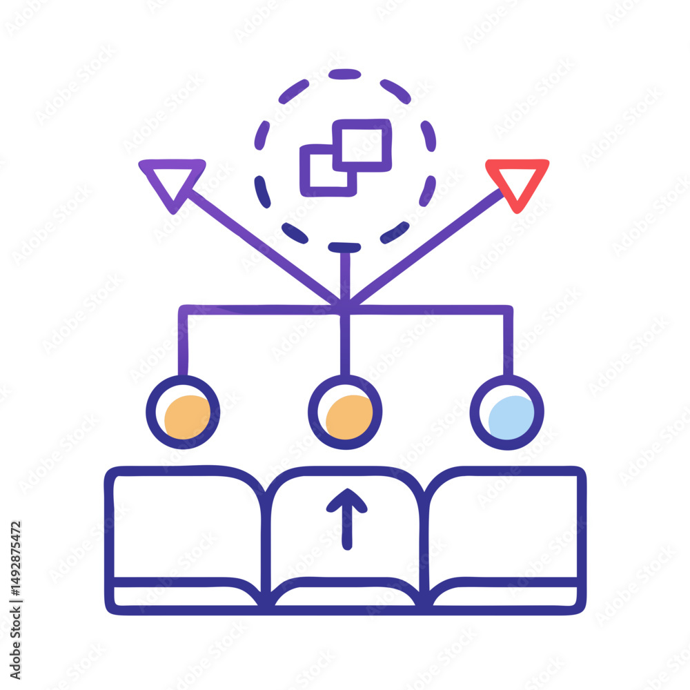 Poster hierarchical chart illustration with connection to data points