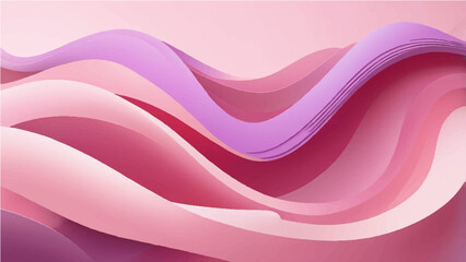 Colorful abstract waves with smooth curves and layered ribbon-like shapes, featuring a vibrant gradient palette of teal, white, purple, and pink on a dark background. Vector style, clean edge