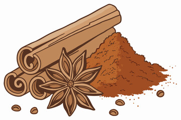 64 a pile of ground cinnamon powder, detailed, high resolution, macro shot, photorealistic