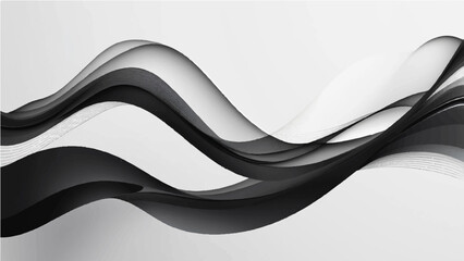 Abstract Black and white Wave Background with Flowing Lines and Modern Design