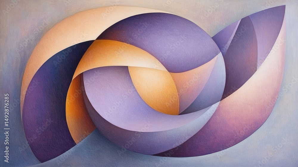 Aufkleber abstract intertwined forms in soft color gradients