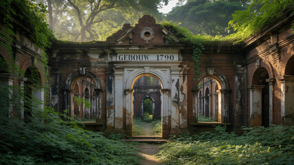 Ruins of military barrack Gebouw  at Fort Zeelandia Suriname
