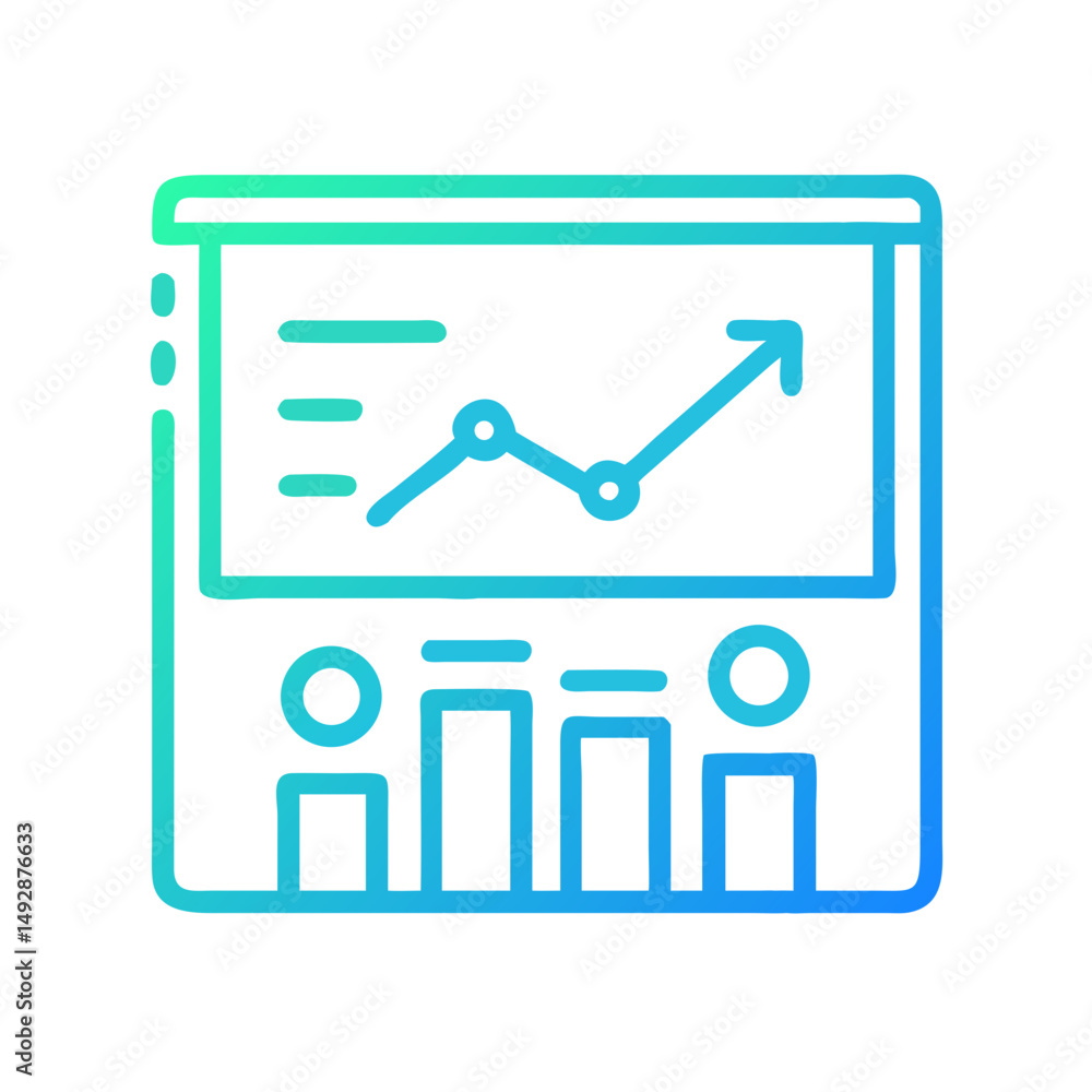 Poster data analysis and upward financial trend visualization in graph