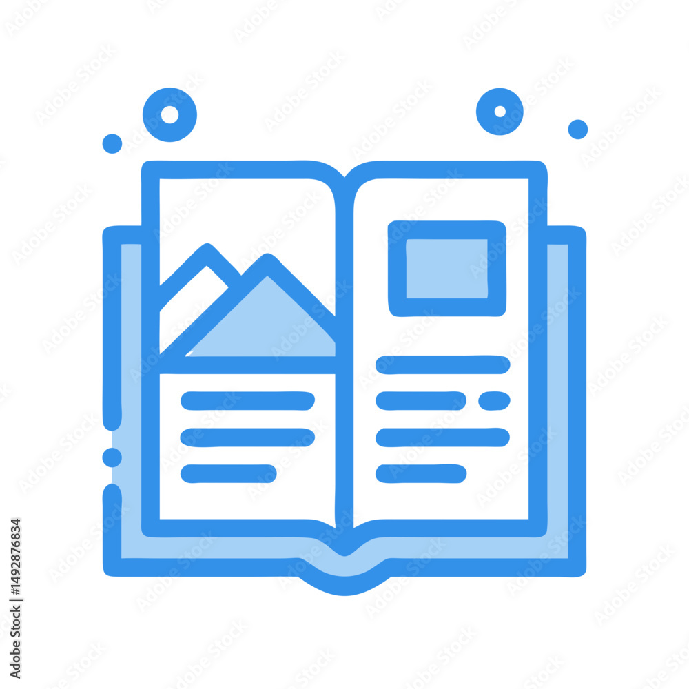 Poster open book icon with landscape and text layout design