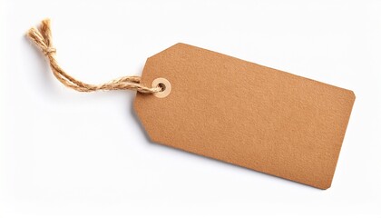 brown kraft paper tag isolated on transparent or white background