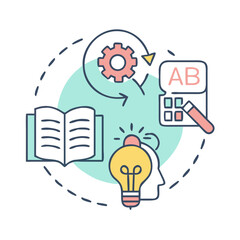Abstract Learning Process Icon with Gear and Lightbulb