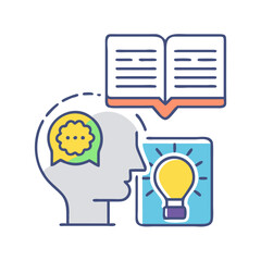 Knowledge ideas and development process shown on a White Background