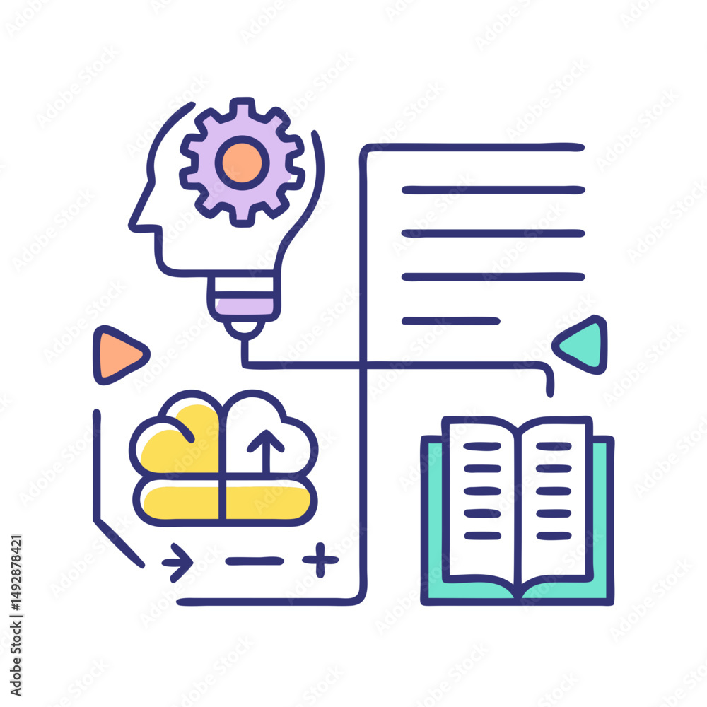 Poster innovative learning concept featuring knowledge and data connection