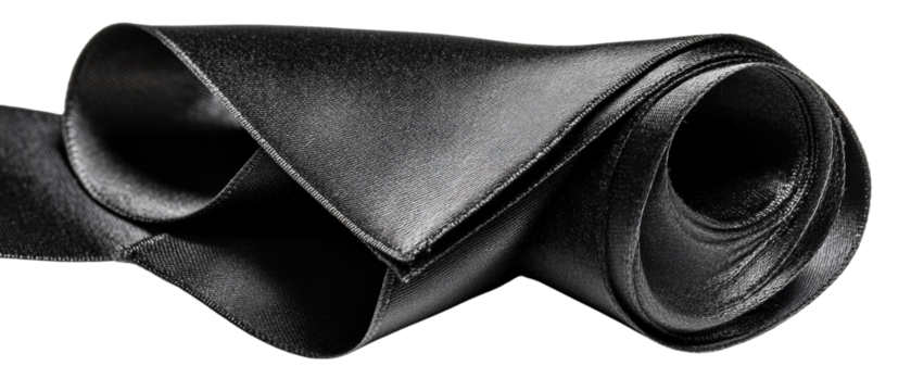 Curled black leather material for crafting.