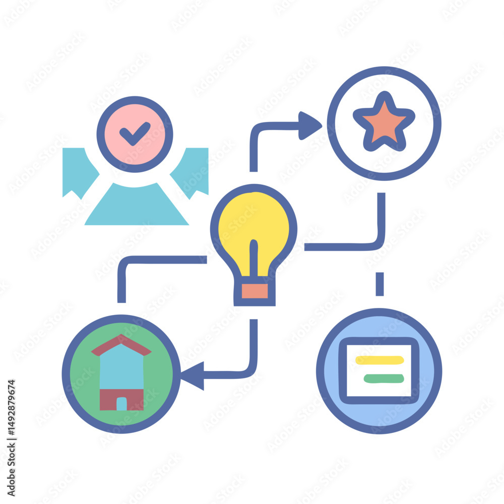 Aufkleber creative problem solving infographic with lightbulb and icons