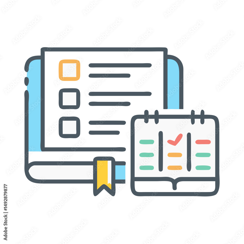 Poster organized planning with checklist and calendar for effective tasks
