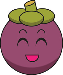 mangosteen fruit illustration smile expression vector