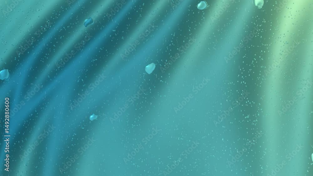 Aufkleber abstract background with teal and green gradient, featuring soft light rays and small, translucent p