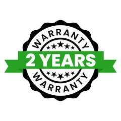 2 years waranty rubber stamp seal vector