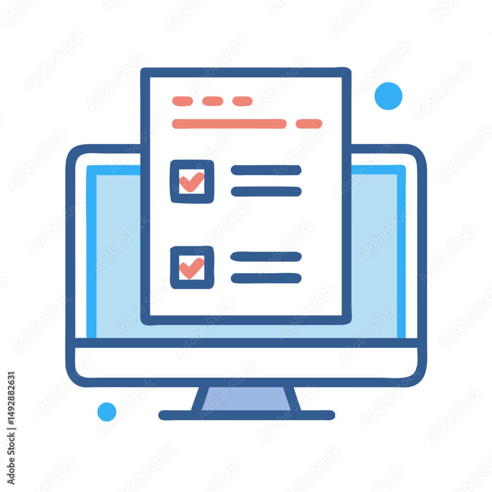 Poster online survey submission displayed on computer monitor illustration