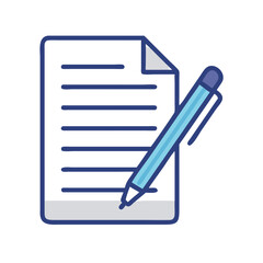 Illustration of document and pen on White Background