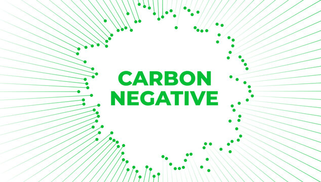 Carbon negative abstract illustration with text on white background