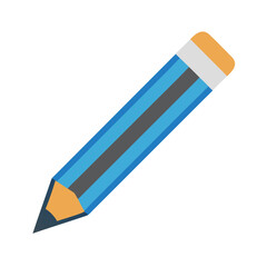 Blue and gray pencil on White Background flat design