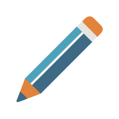 Illustration of a simple blue pencil on White Background