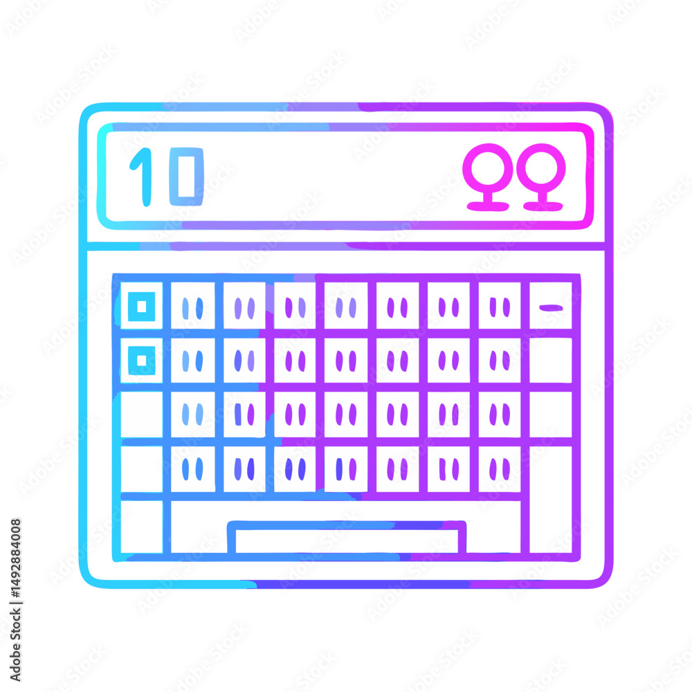 Poster minimalist calculator keyboard with vibrant color gradient on white