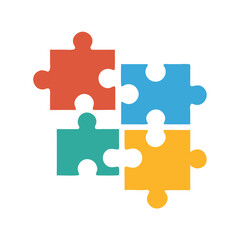 Fototapeta premium Four puzzle pieces connected on a White Background