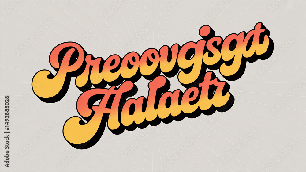 Aufkleber script-style groovy retro font vector alphabet