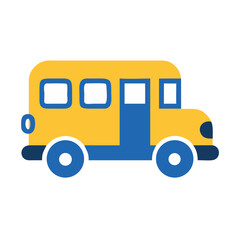 Cute yellow school bus illustration with a solid background