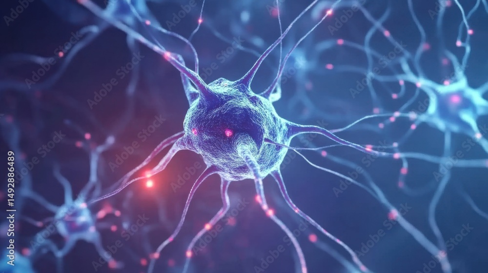 Aufkleber abstract digital network visualizing ai neural pathways in blue and purple tones