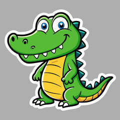 Fototapeta premium cartoon, animal, crocodile, vector, dragon, dinosaur, illustration, reptile, frog, lizard, green, alligator, fun, cute, character, gecko, nature, wildlife, drawing, dino, art, baby, amphibian, funny, 