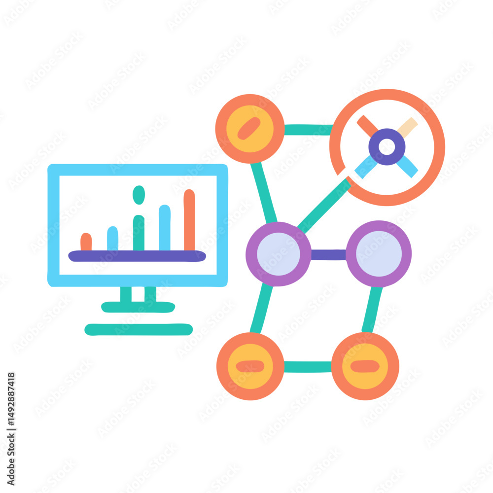 Poster Data Visualization and Network Connection on a Computer Screen