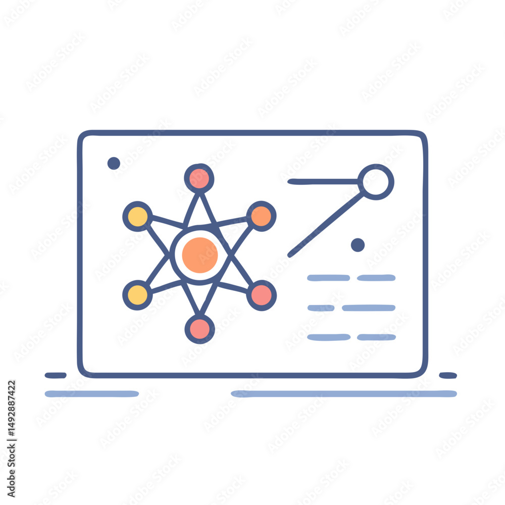 Poster abstract molecule structure displayed on flat dark screen