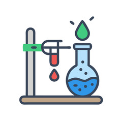 Iconographic lab equipment illustration with liquid and test tubes