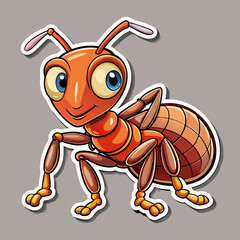 cartoon, insect, animal, vector, illustration, bug, ant, character, fly, cute, funny, nature, comic, pest, isolated, drawing, fun, beetle, happy, brown, smile, ladybug, icon, wildlife, cockroach , ant
