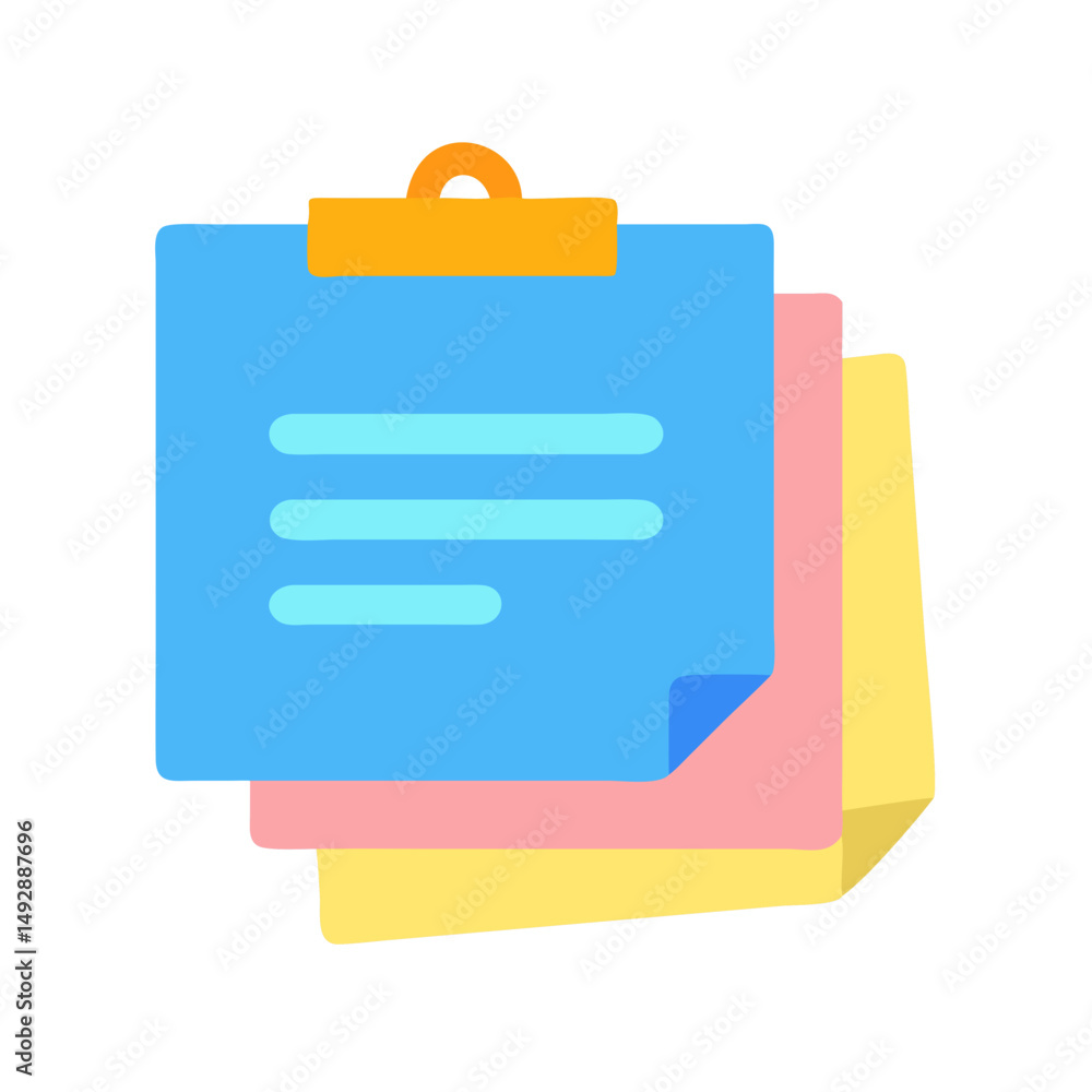 Poster stack of colorful sticky notes on a clipboard design