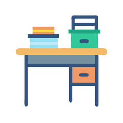 Stylized desk with storage boxes against White Background