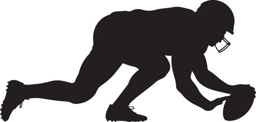 American Football Player Silhouette in Low Stance