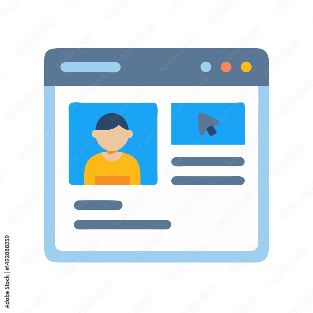 Poster flat design mockup of personal profile web page