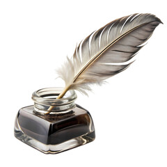 Quill Pen and Inkwell isolated on transparent background