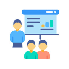 Business meeting icon with presentation and faceless people