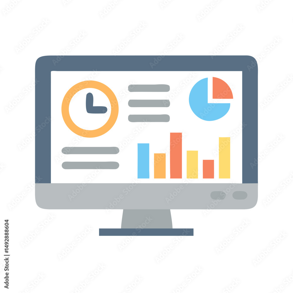 Poster data analysis on computer monitor for business reporting use