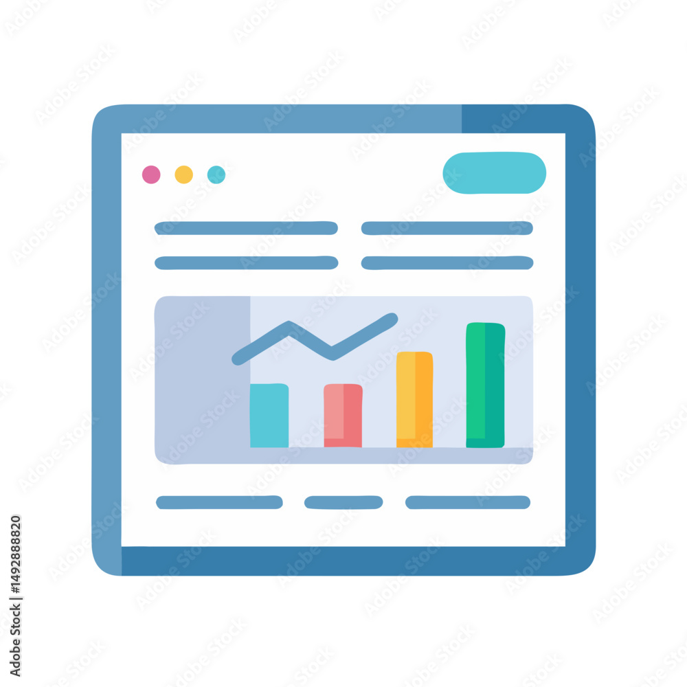 Poster tablet displaying data chart with light blue screen frame