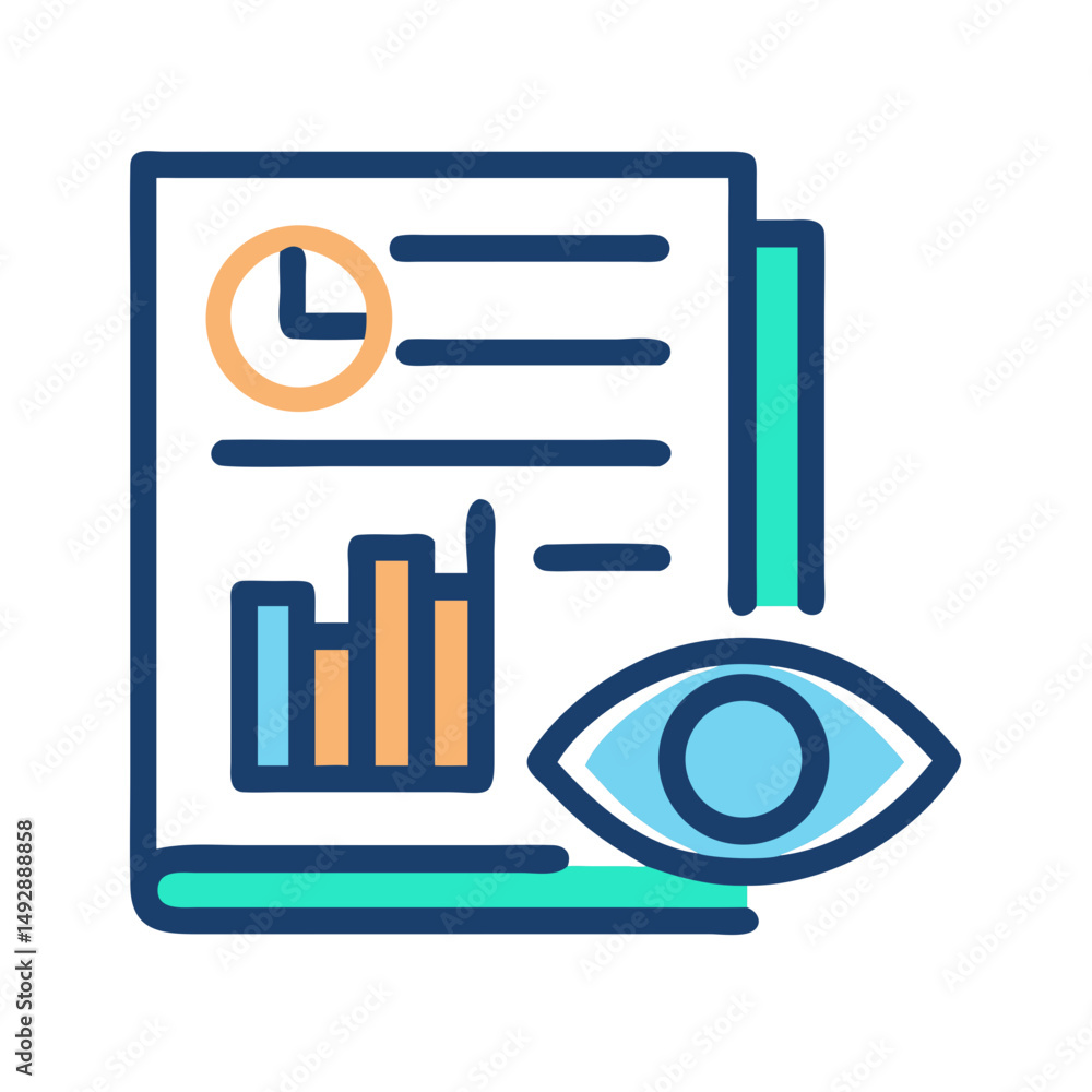 Aufkleber business report with data visualization and insight symbol