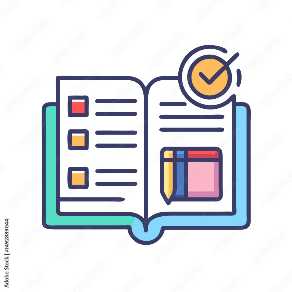 Poster checked to-do list, task completed in flat icon design