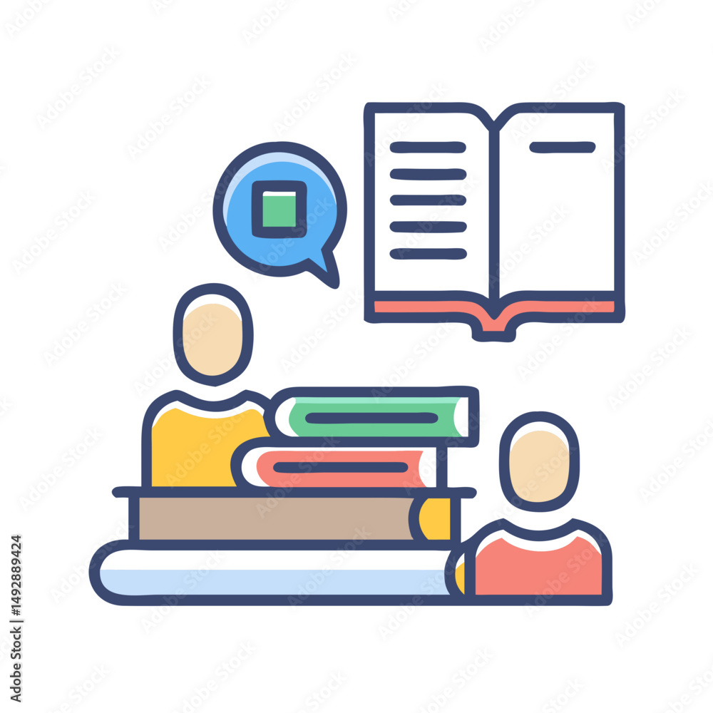 Poster concept of knowledge exchange and learning in flat style