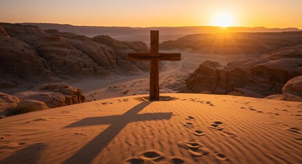 Cross in Desert Sunrise