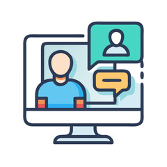 Online video conference call on desktop computer display