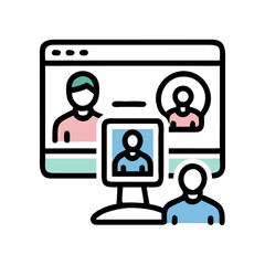 Minimalist Team Meeting Representation with Flat Color Figures