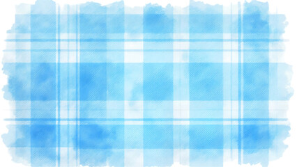 Paper smeared with watercolor in a light blue plaid pattern. Light blue plaid background.