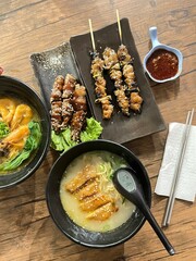 satay and ramen food images