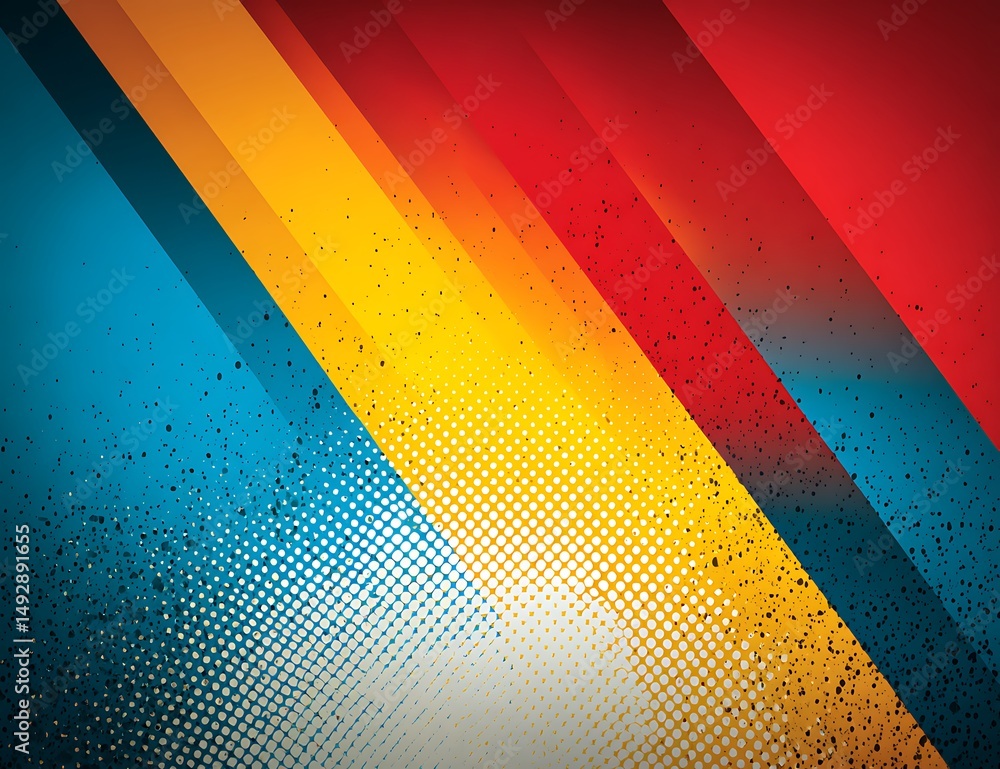 Poster abstract diagonal stripes background with halftone texture and grunge effect